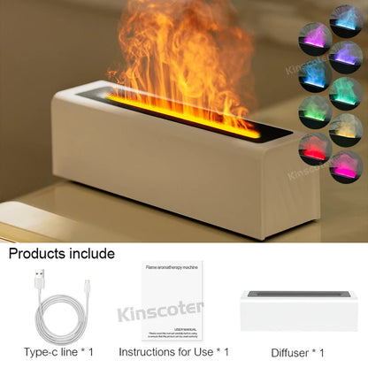 Essential Oil Aroma Diffuser Flame Air Humidifier Ultrasonic Cool Mist Diffusor with RGB Realistic Fire Light