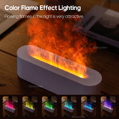 Essential Oil Aroma Diffuser Flame Air Humidifier Ultrasonic Cool Mist Diffusor with RGB Realistic Fire Light